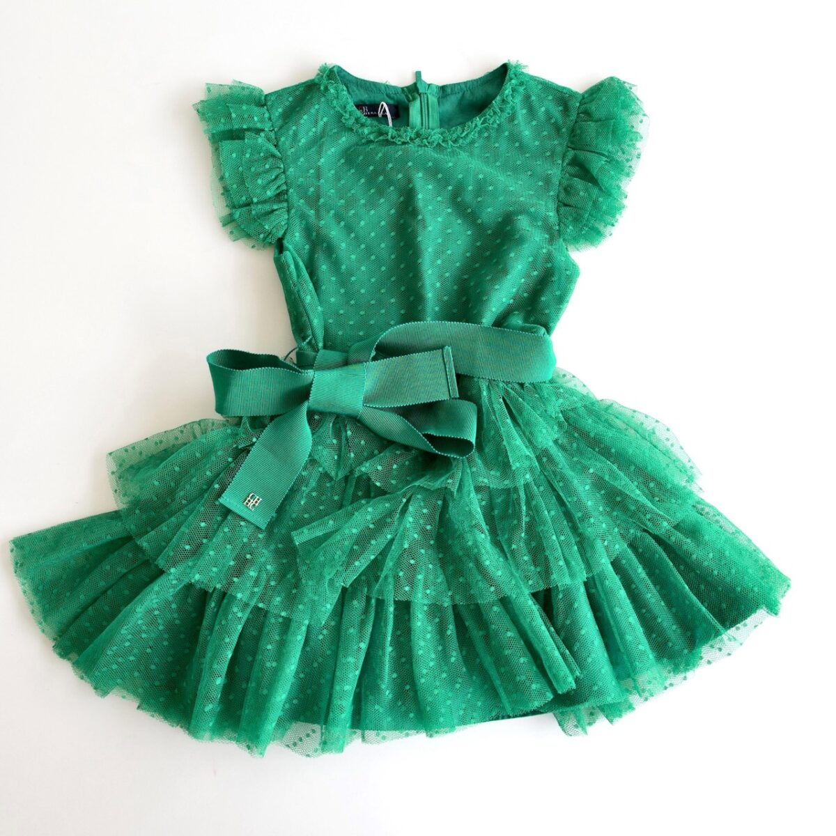 VESTIDO VERDE ENCAJE PUNTOS